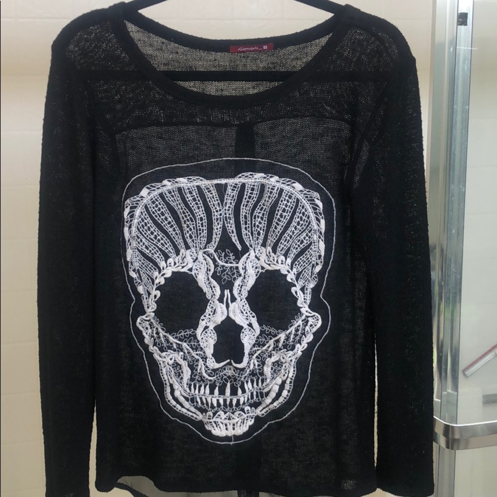 Black knit skull sweater